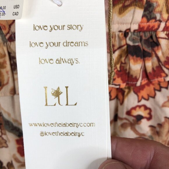 Love of the Label Anthropologie Top L  Orange Tan Fiona Floral Boho Feminine NEW - Picture 13 of 16